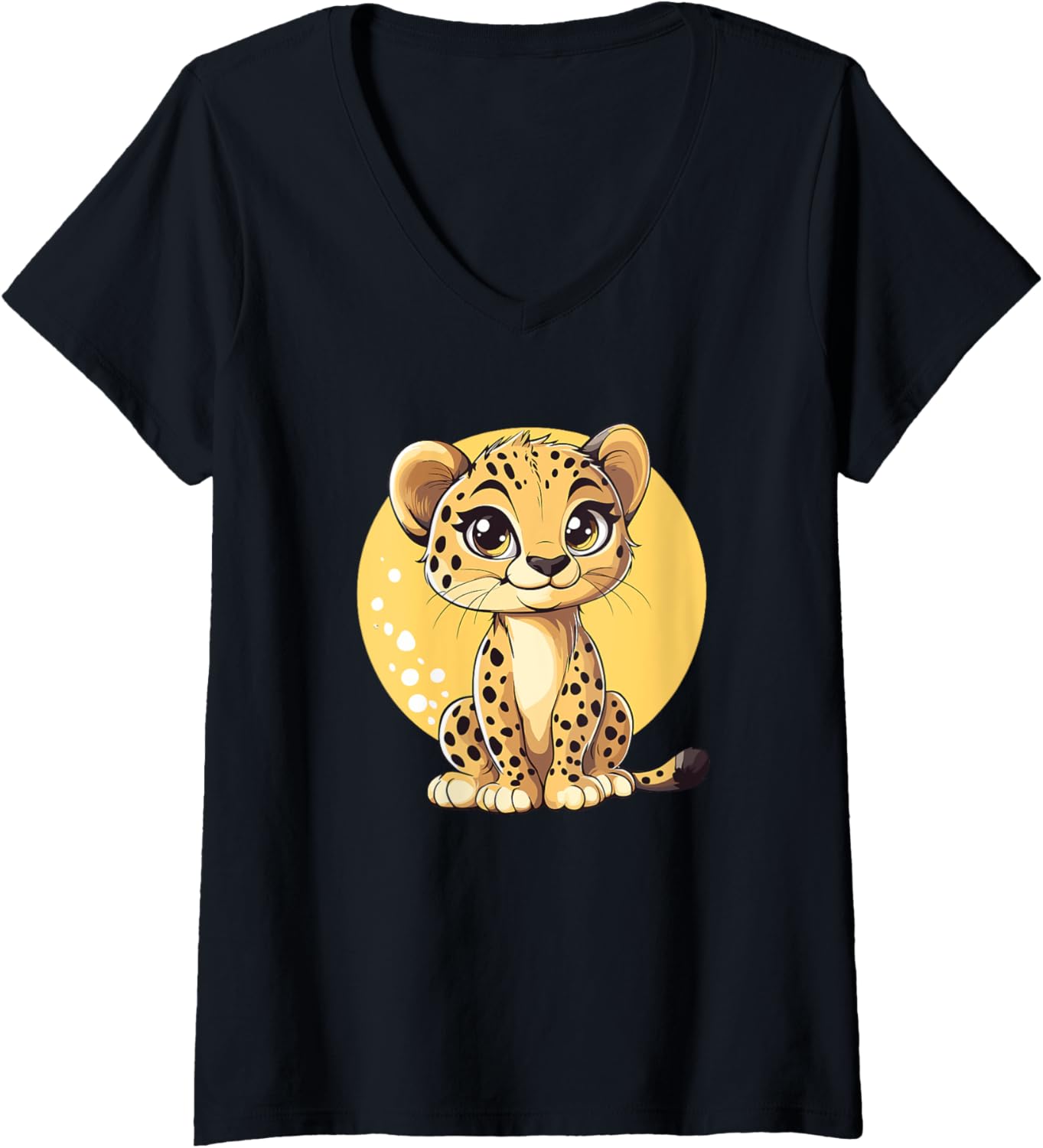 Womens Cute Cheetah Cub V Neck Apparel Viral TikTok Find Hot Right Now