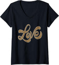 Womens Leopard Cheetah LOVE Funny Print Cute V Neck Apparel Streetwear Style Best Seller Look