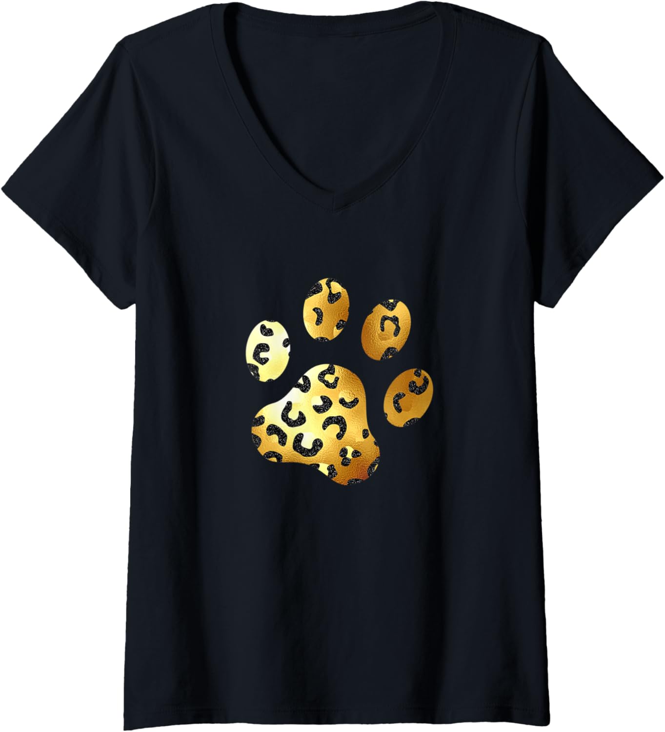 Womens Cute Funny Animal Cheetah Paw Pattern Print Dog Lover Women V Neck Apparel Premium Print Fan Favorite
