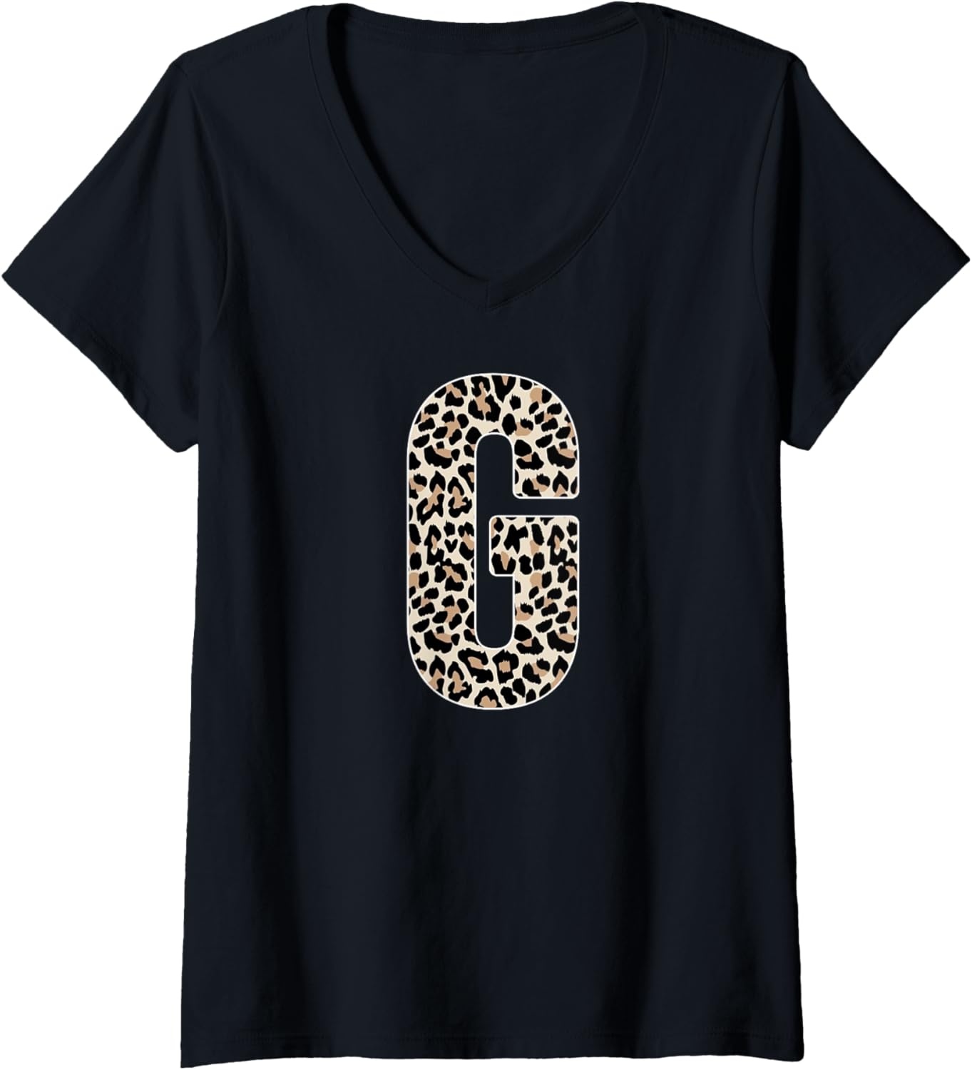 Womens Leopard Print Cheetah Print Animal Print Letter G Cat V Neck Apparel Comfort Fit Hot Right Now