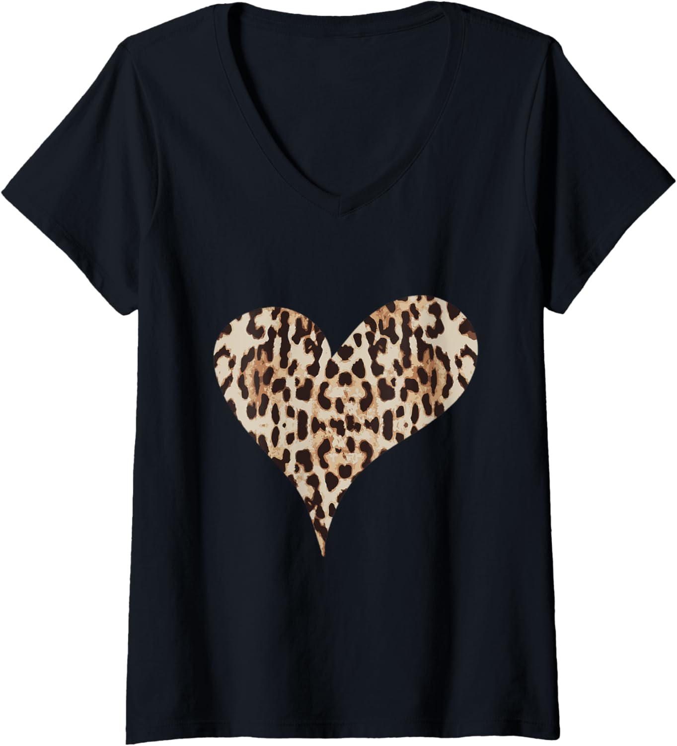 Womens Cheetah Animal Print Heart V Neck Apparel Viral TikTok Find Everyday Wear