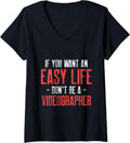 Womens Videographer Easy Life Videography Filmmaker Gift V-Neck Apparel | Trending 2025 | Must-Have Style