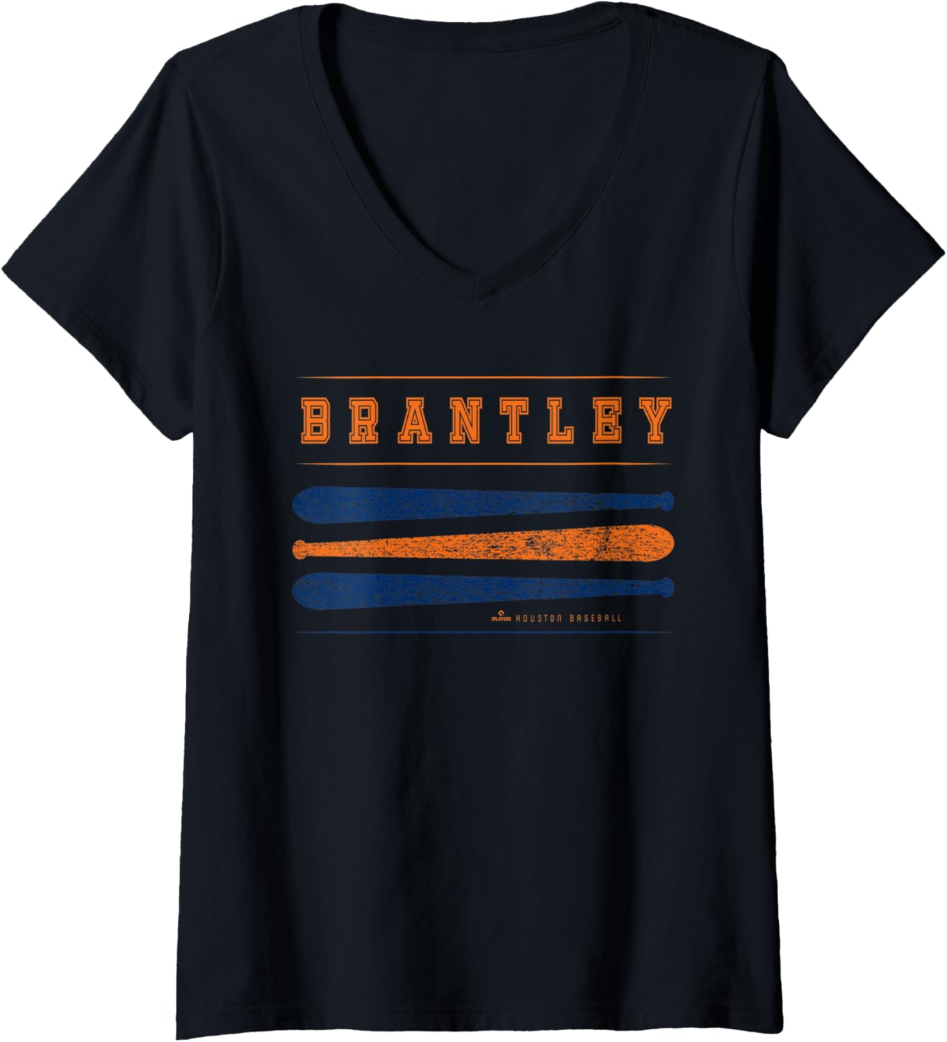 Vintage Baseball Bat Gameday Michael Brantley Houston MLBPA V-Neck Apparel | Everyday Casual Wear