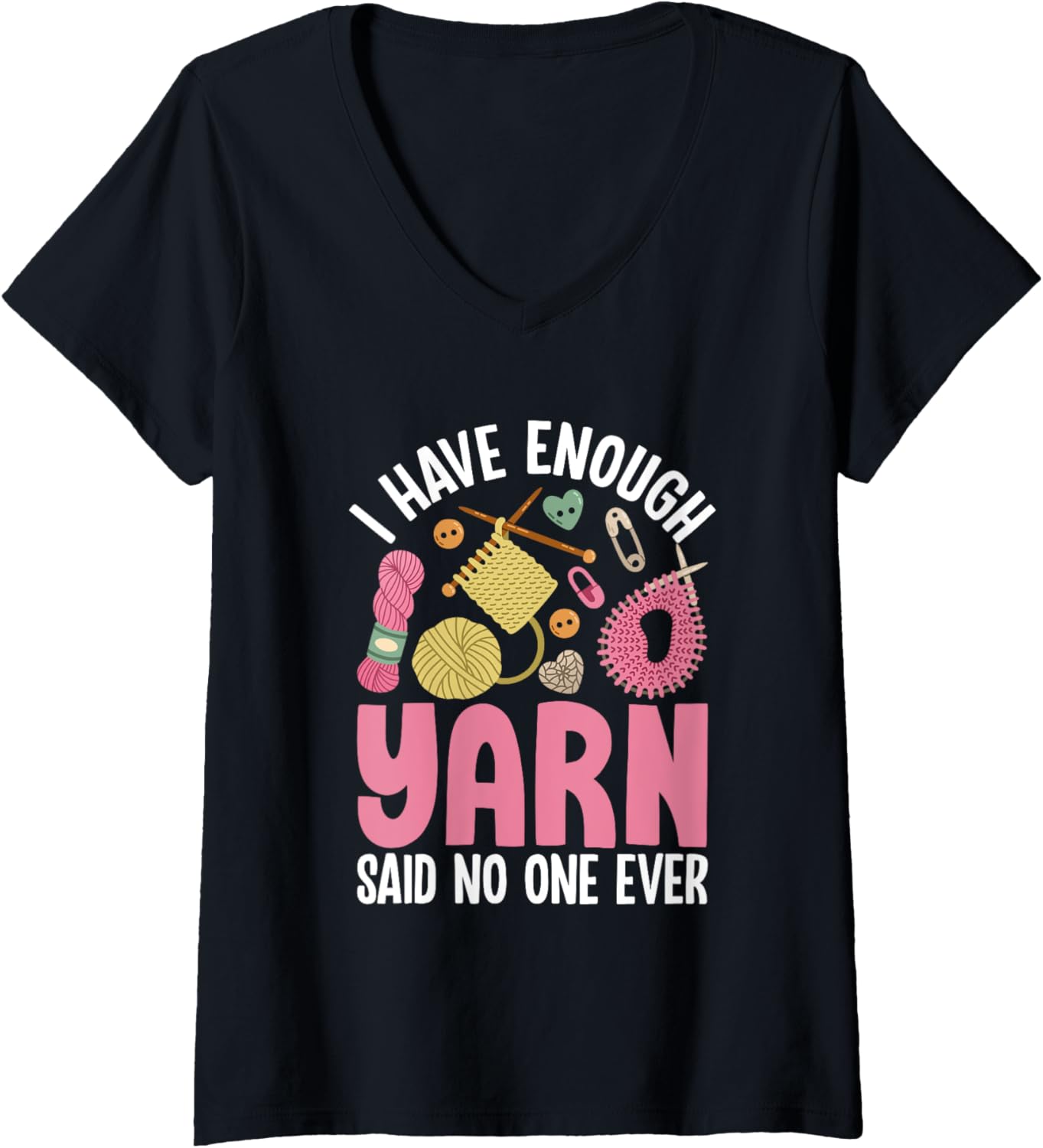 Womens Funny Knitting Quote with Yarn Elements V-Neck Yarn Supply | Premium Quality | Customer Favorite