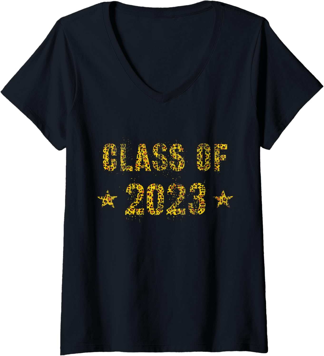 Womens Senior Graduation CLASS of 2023 12th Grade Leopard Print V Neck Apparel Trending US Best Seller Look