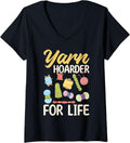 Womens Yarn Hoarder for Life - Yarn Lover V-Neck Yarn Supply | Premium Quality | Perfect for Crafters