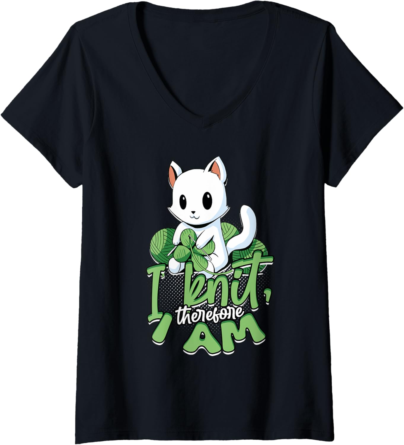 Womens Knitting Yarn Knitter I knit therefore I am V-Neck Yarn Supply | Premium Quality | Customer Favorite