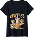 Womens Wildlife Cheetah Funny Cheetahs Don t Need Fast Food V Neck Apparel Viral TikTok Find Gift Ready