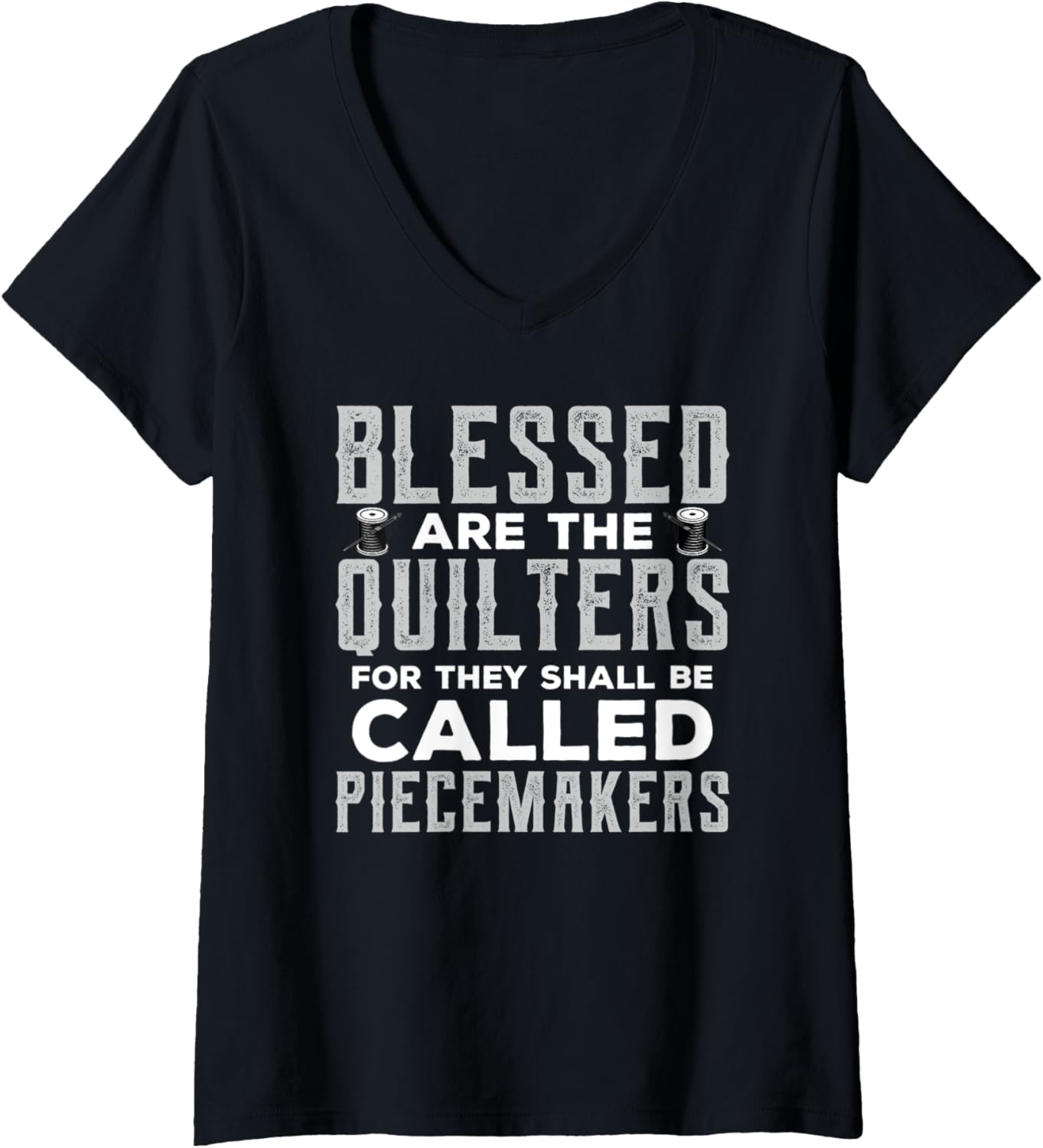 Womens Blessed Are The Quilters Gifts Women Quilting Sewing Yarn V-Neck Yarn Supply | Premium Quality | High CTR Title