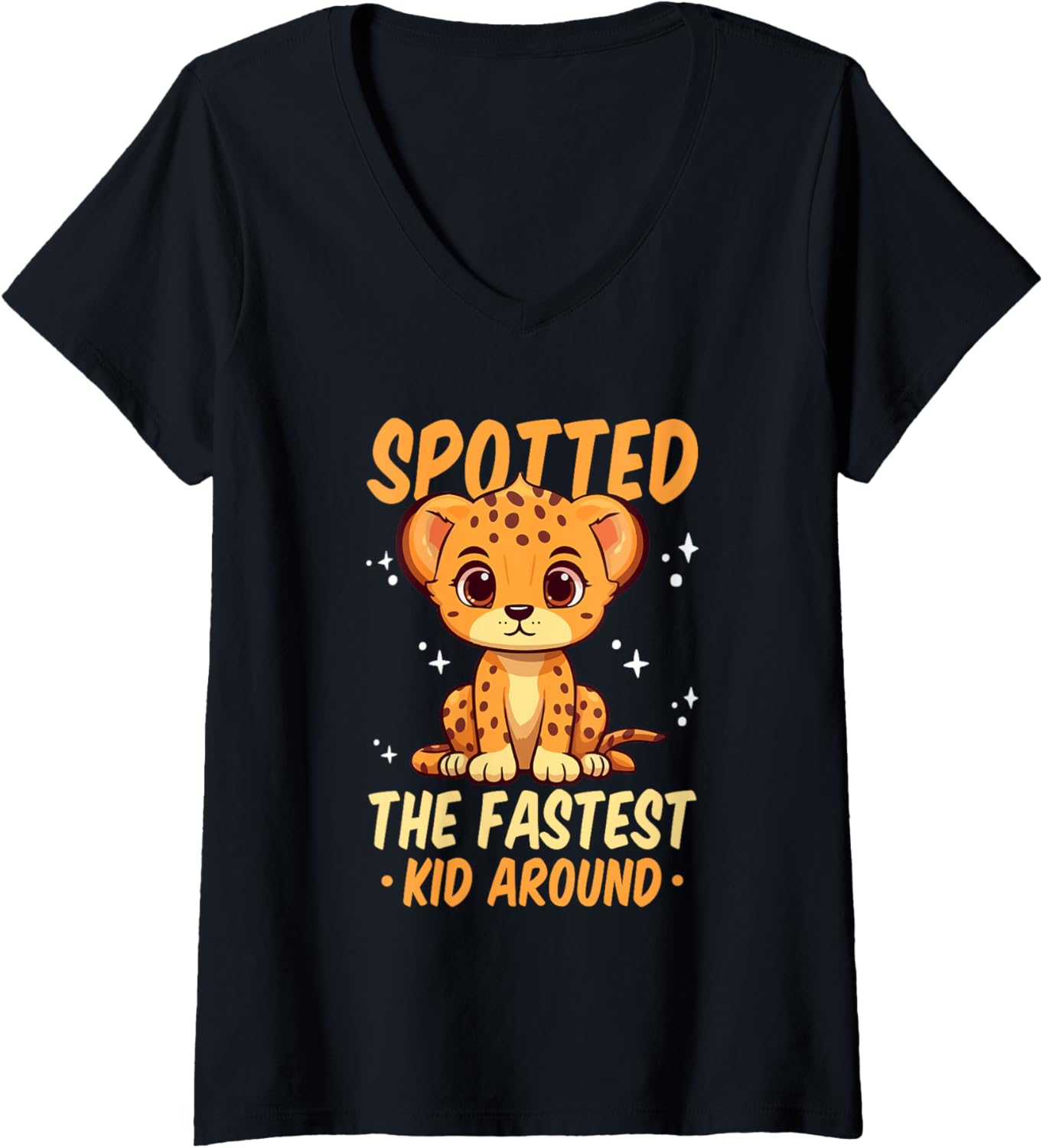 Womens Cheetah Kids Spotted The Fastest Kid Around Cheetah Lover V Neck Apparel Premium Print Hot Right Now