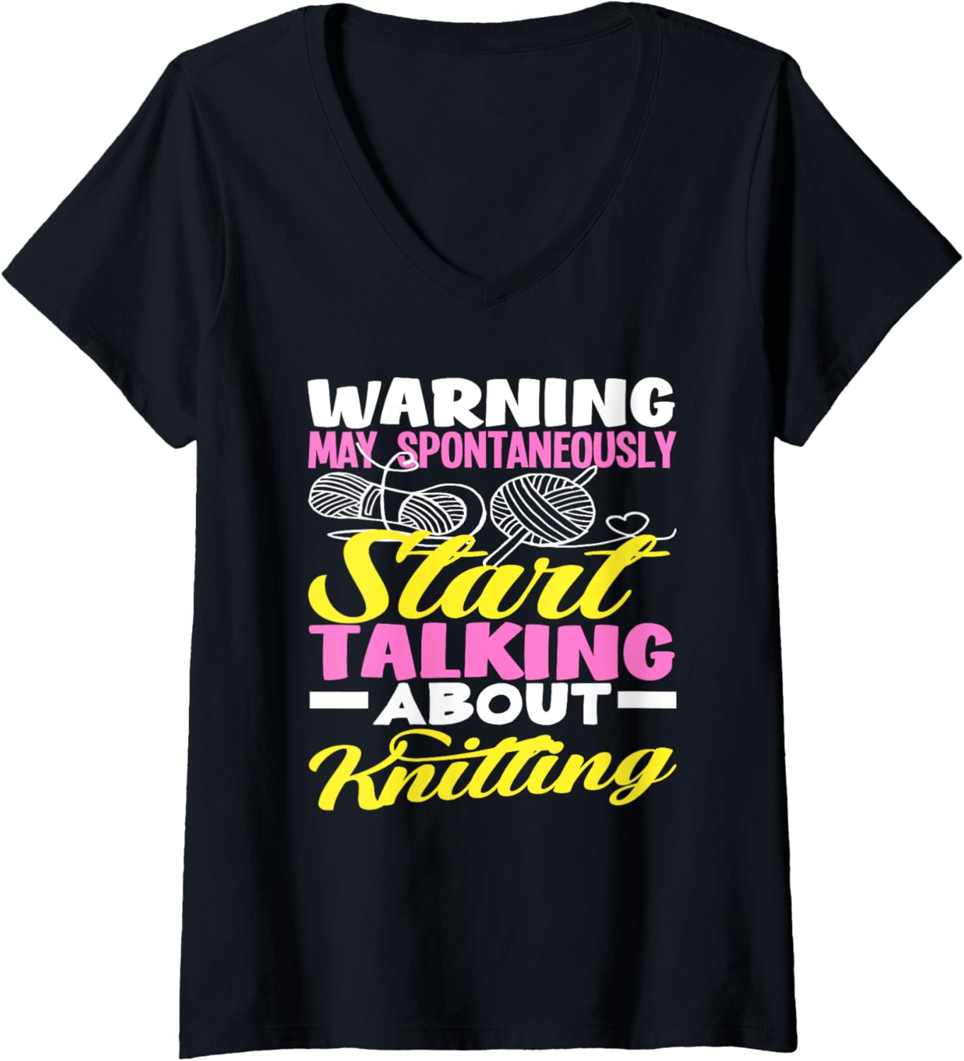 Womens Knitting Warunung Start Talk About Knitting Knitter Yarn V-Neck Yarn Supply | Viral US Pick | Best Seller Choice