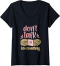 Womens Don't Talk I'm Counting Knitter Knitting Knit Yarn Hobby V-Neck Yarn Supply | Trending 2025 | High CTR Title