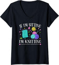 Womens Funny Knitting Sitting Yarn Crochet Knitter V-Neck Yarn Supply | Trending 2025 | Perfect for Crafters