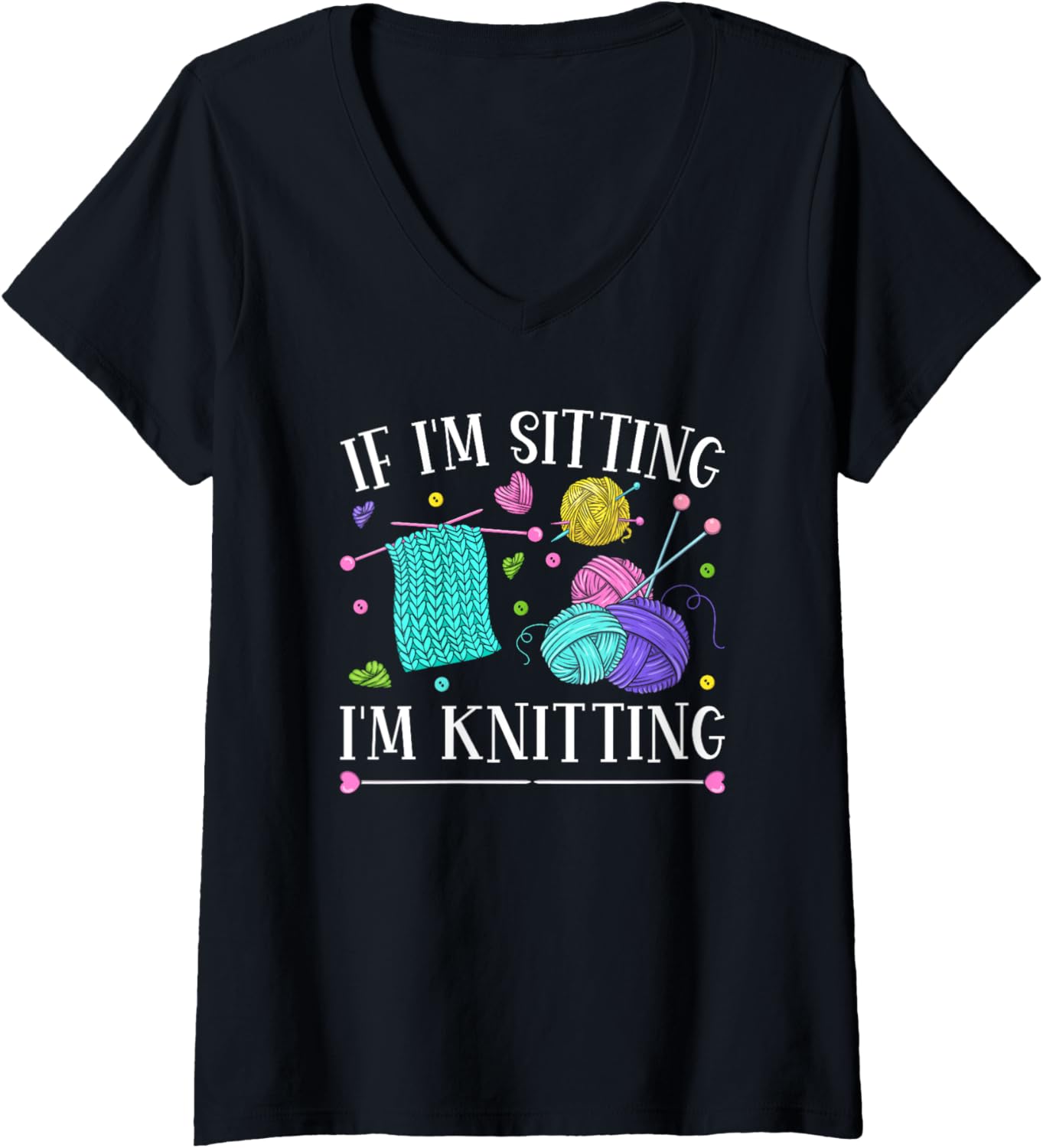 Womens Funny Knitting Sitting Yarn Crochet Knitter V-Neck Yarn Supply | Trending 2025 | Perfect for Crafters