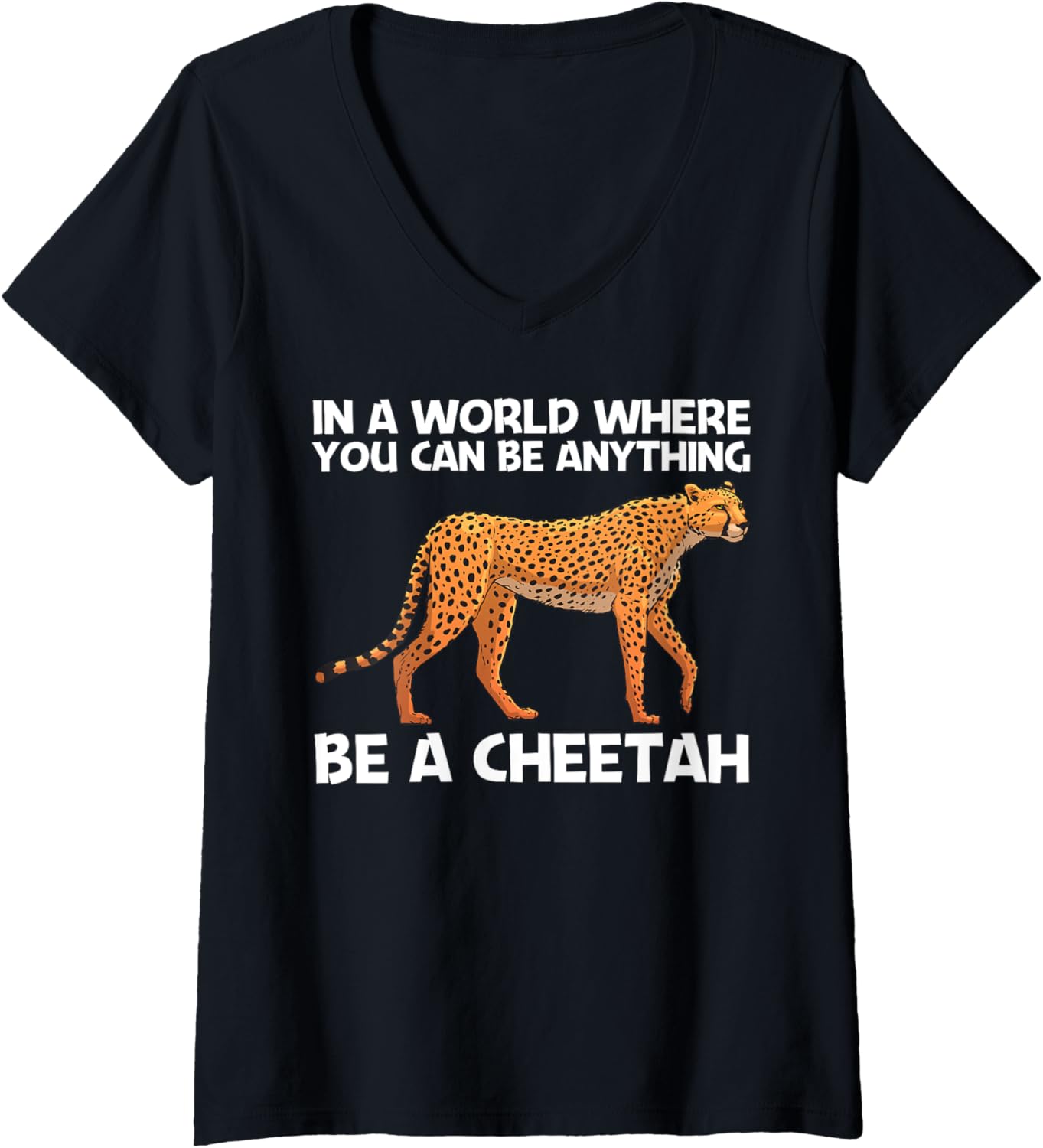 Womens Cool Cheetah Design For Men Women Cat Animal Cheetah Lover V Neck Apparel Trending US Everyday Wear