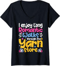Womens I Enjoy Long Romantic Walks Through the Yarn Store Crochet V-Neck Yarn Supply | Premium Quality | Perfect for ...