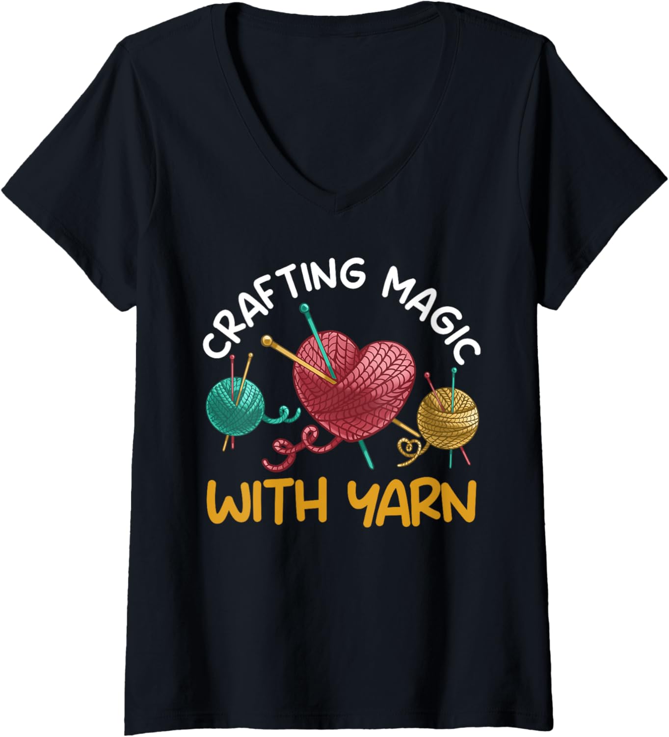 Womens Yarn Collection WITH YARN TO CREATIVITY Funny Yarn Collector V-Neck Yarn Supply | Viral US Pick | Best Seller ...