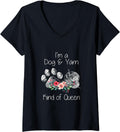 Womens I'm A Dog & Yarn Kind of Queen V-Neck Yarn Supply | High Search Volume | Best Seller Choice
