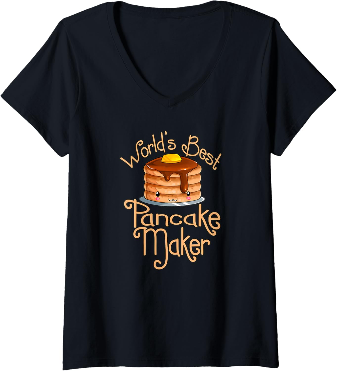 Womens Cute World's Best Pancake Maker Cooking V-Neck Apparel | Best Seller Pick | Perfect Gift Idea