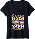 Womens Knitting Sorry I Have Plans With My Yarn Needles Knitting V-Neck Yarn Supply | Premium Quality | Perfect for C...