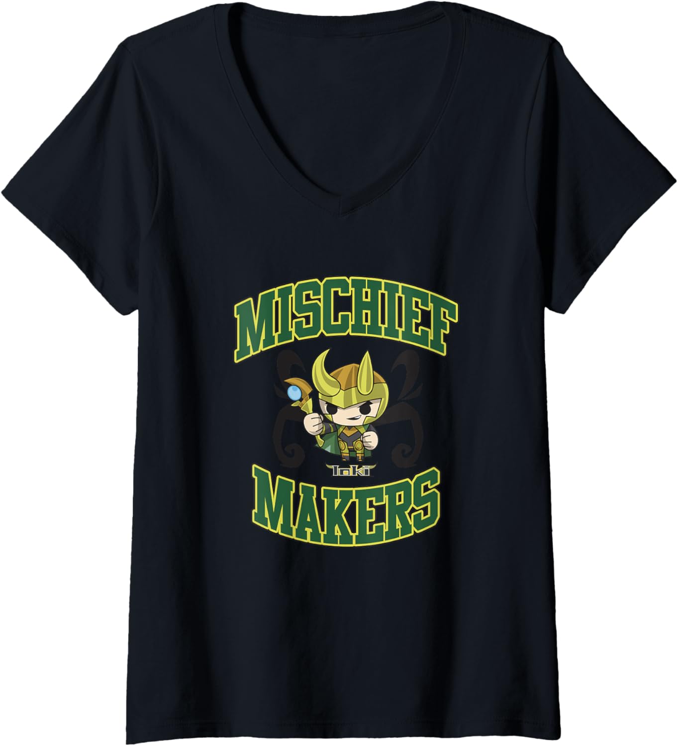Marvel Comics Retro Classic Loki Chibi Mischief Makers Cute V-Neck Apparel | Premium Quality | Comfort Daily Wear
