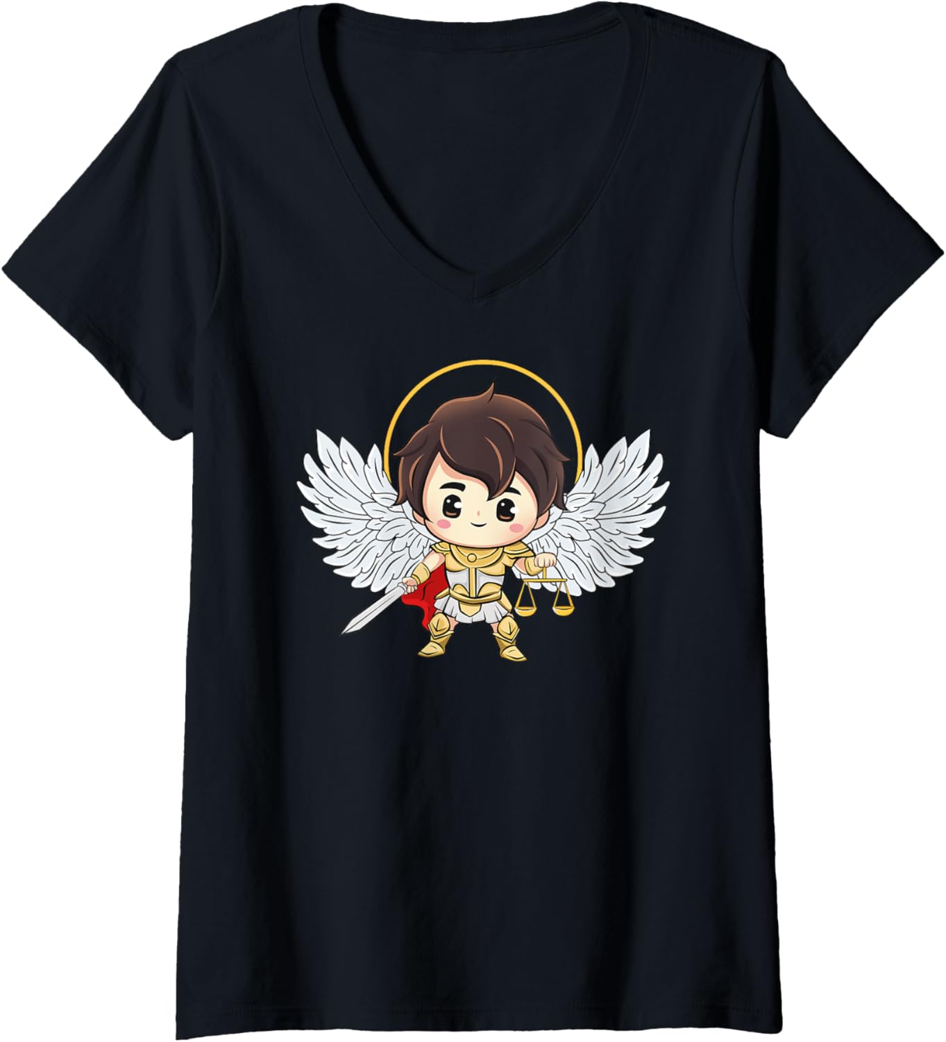 Womens Cute Saint Michael the archangel V-Neck Apparel | Perfect Gift Idea