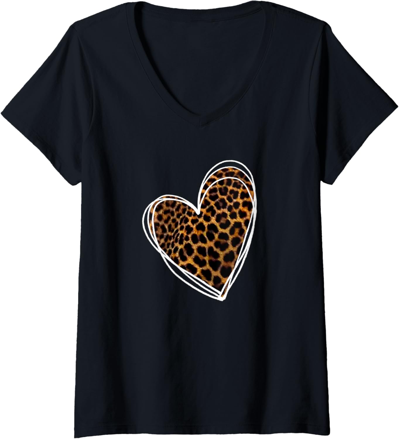 Womens Cheetah Print Heart Mother s Day Gift Cute Leopard V Neck Apparel Premium Print Gift Ready