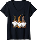 Womens 3 Nordic Gnomes Animal Print Leopard Cheetah Tiger Stripes V Neck Apparel Trending US Gift Ready