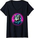 Womens Space Cheetah Astronaut Funny Galaxy Cosmic Animal Lover V Neck Apparel Premium Print Hot Right Now