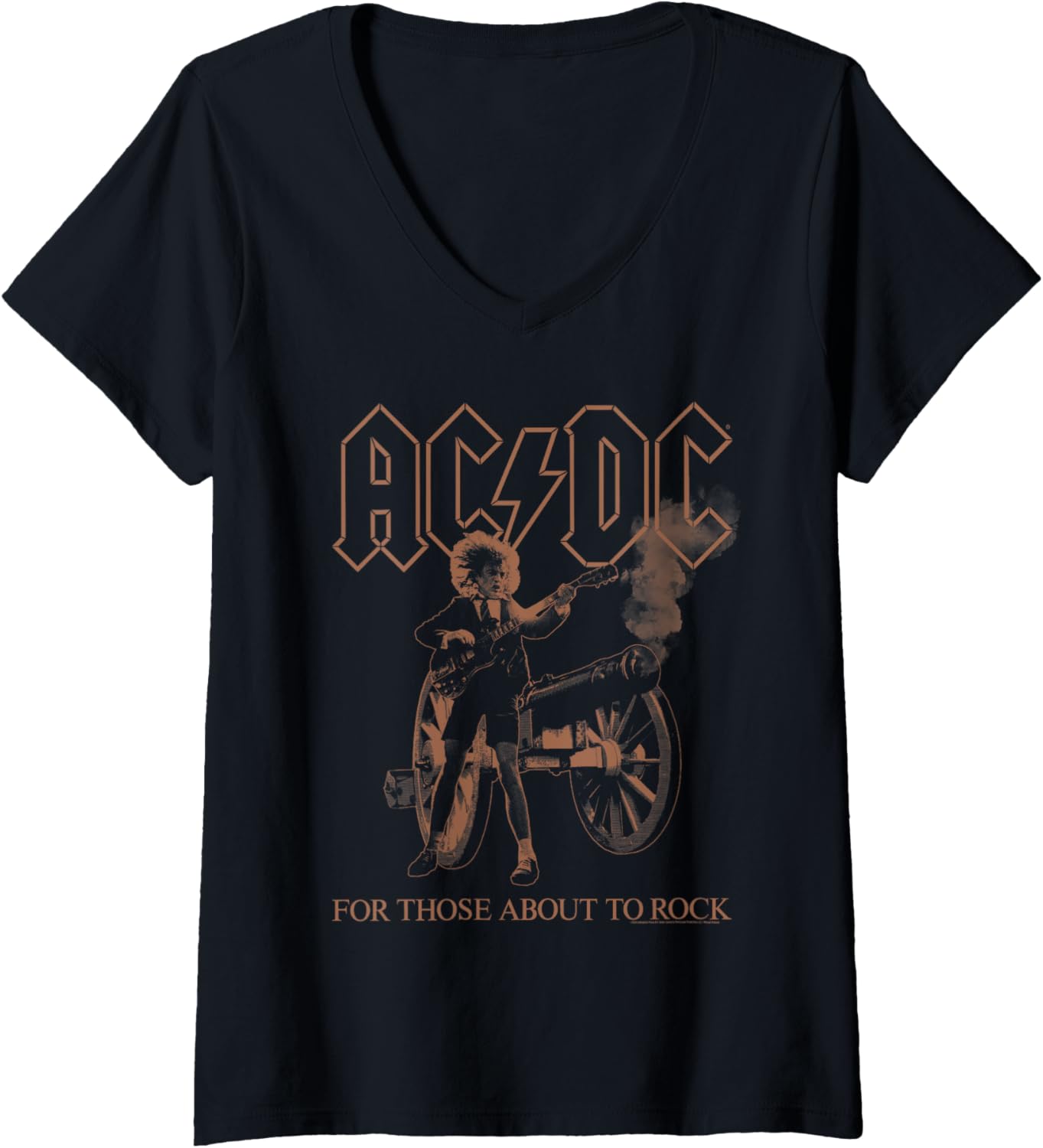 Womens AC DC For Those About To Rock Angus Photo by Michael Putland V-Neck Apparel | Premium Quality