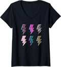 Womens Leopard Print Lightning Bolt Pink Cheetah Animal Print V Neck Apparel Viral TikTok Find US Top Pick