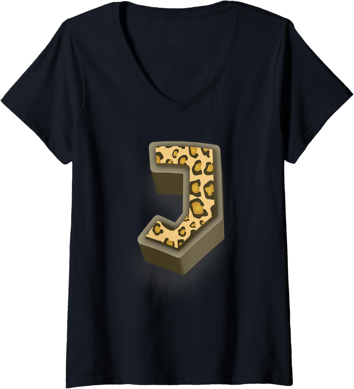 Womens Cute Letter J Initial Name Leopard Cheetah Animal Print V Neck Apparel Trending US Hot Right Now