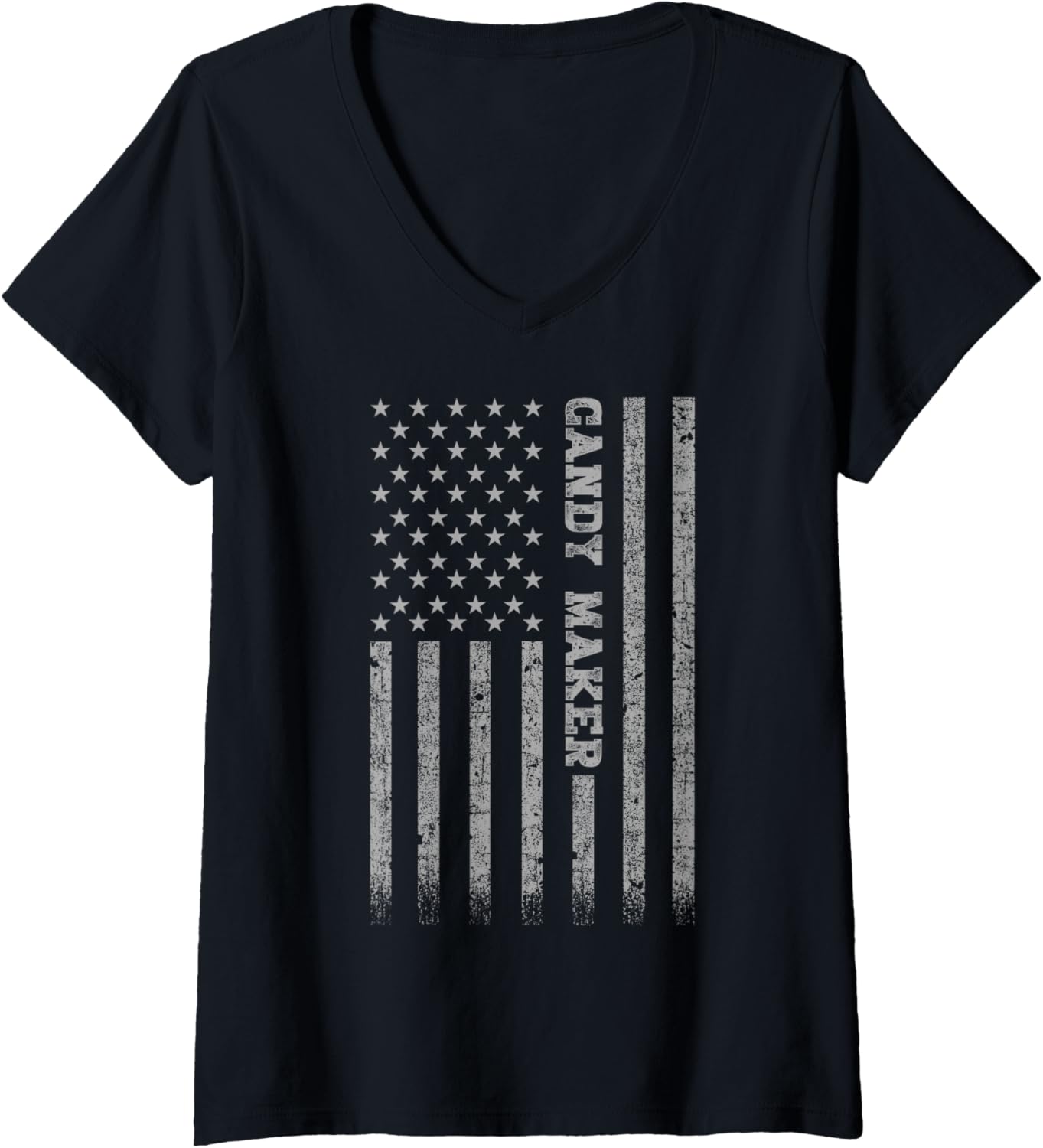 Womens Candy Maker American Flag V-Neck Apparel | Premium Quality | Must-Have Style