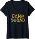 Womens Funny CAMP SQUAD Leopard Print Host Summer Counselor Teacher V Neck Apparel Streetwear Style Best Seller Look