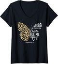 Womens Christian Spanish Verse Gifts Women Cheetah Print Butterfly V Neck Apparel Streetwear Style US Top Pick