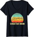 Womens Cool Cheetah For Mom Mother Cat Animal Print Leopard Safari V Neck Apparel High Search Demand Fan Favorite