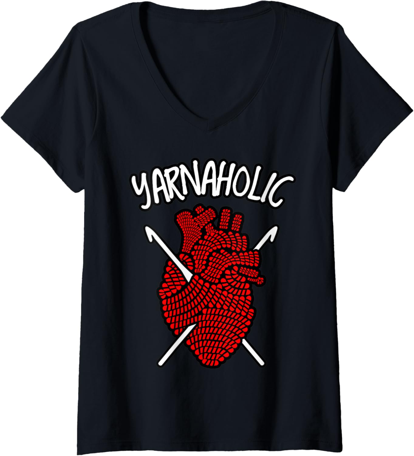 Womens Yarnaholic Crocheting Lover Crochet Yarn Anatomical Heart V-Neck Yarn Supply | High Search Volume | High CTR T...