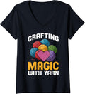 Womens Yarn Collection CRAFTING MAGIC WITH YARN Yarn Collector V-Neck Yarn Supply | High Search Volume | Perfect for ...