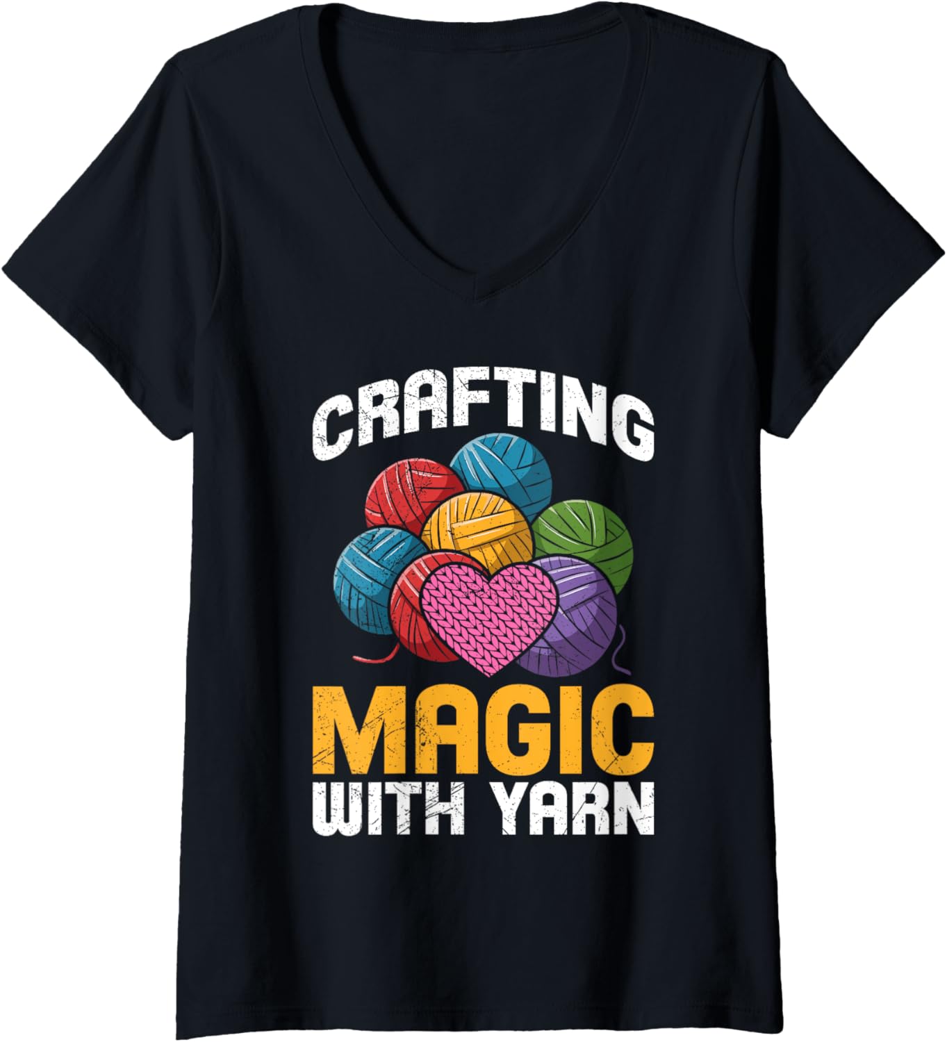 Womens Yarn Collection CRAFTING MAGIC WITH YARN Yarn Collector V-Neck Yarn Supply | High Search Volume | Perfect for ...
