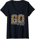 Womens Wildcats Go Wildcats Leopard Print Womens Cheetah Graphic V Neck Apparel Streetwear Style Gift Ready