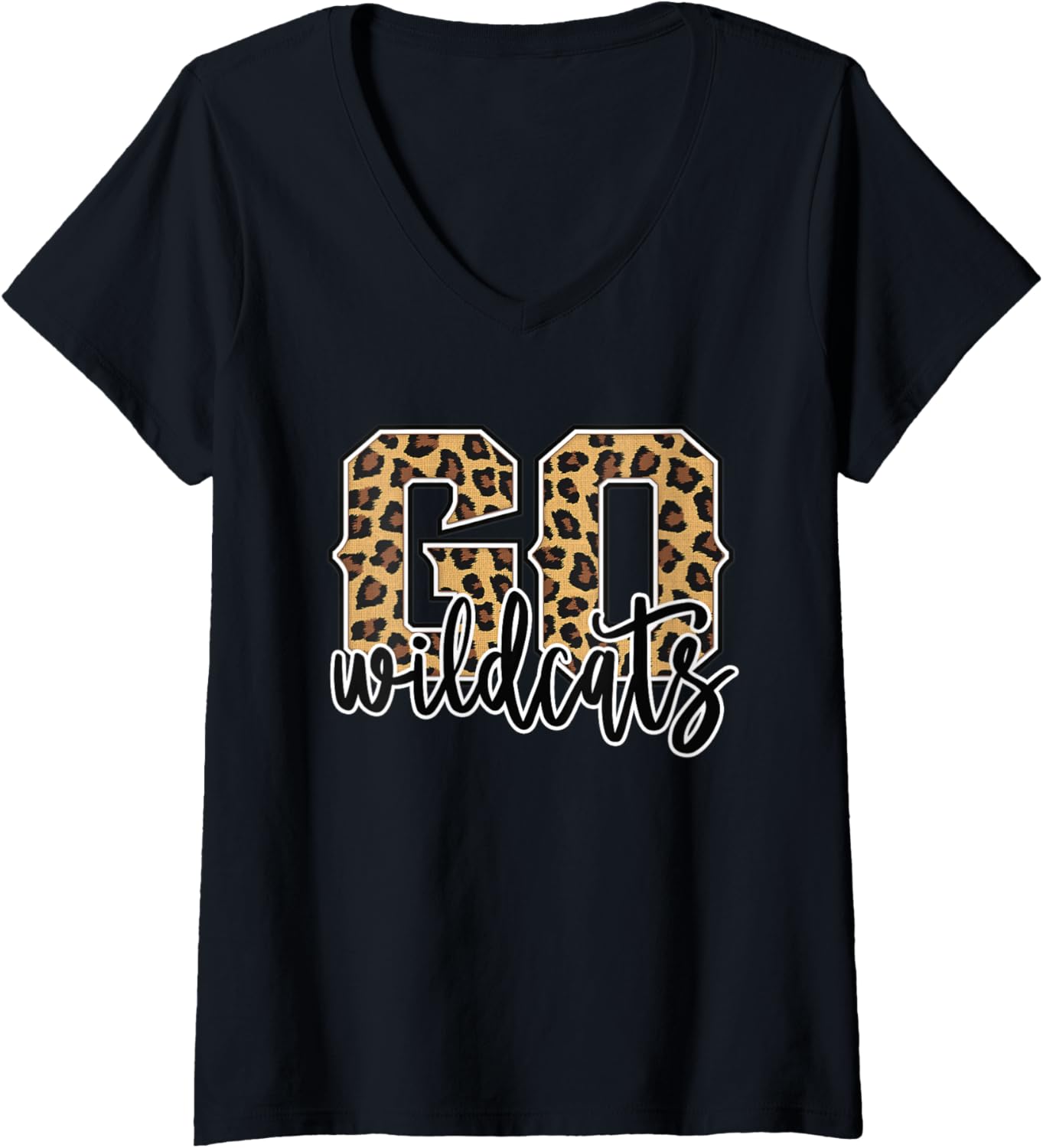 Womens Wildcats Go Wildcats Leopard Print Womens Cheetah Graphic V Neck Apparel Streetwear Style Gift Ready