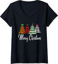 Womens Leopard Cheetah Print Christmas Tree Womens Holiday V Neck Apparel Viral TikTok Find Fan Favorite