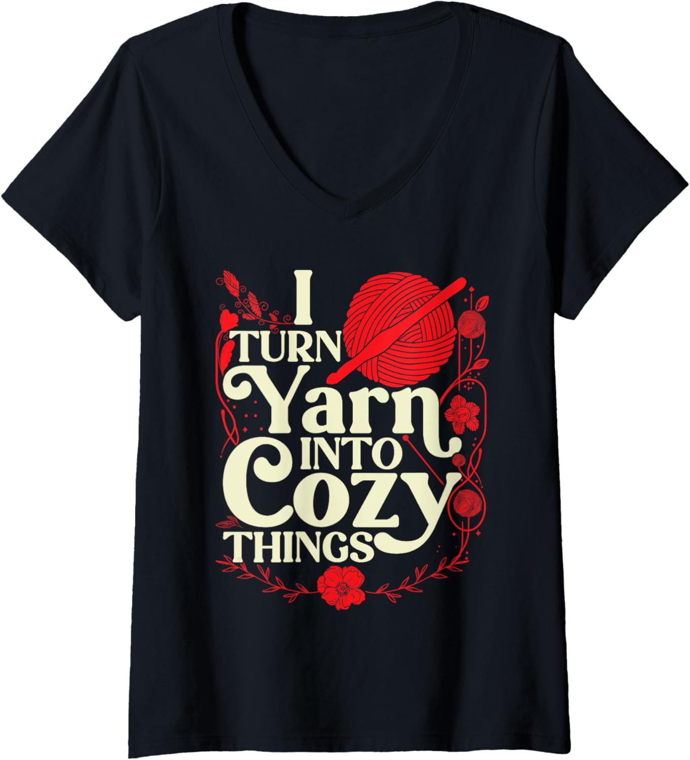 Womens Yarn Crocheter Crochet Crocheting Knitter V-Neck Yarn Supply | Premium Quality | Perfect for Crafters
