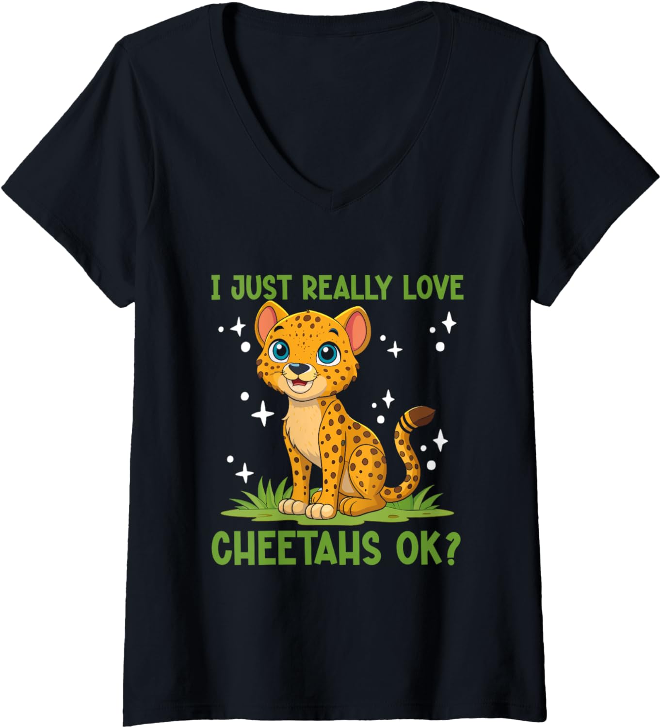 Womens I Just Really Love Cheetahs Ok Cheetah Kids V Neck Apparel Viral TikTok Find US Top Pick