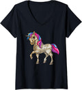Womens Funny Leopard Print Unicorn Gift Cute Imaginary Creature V Neck Apparel Streetwear Style Hot Right Now