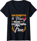 Womens Goldsmith And Wine Make Everything Fine Jewelry Maker V-Neck Apparel | Premium Quality | Aesthetic Fit