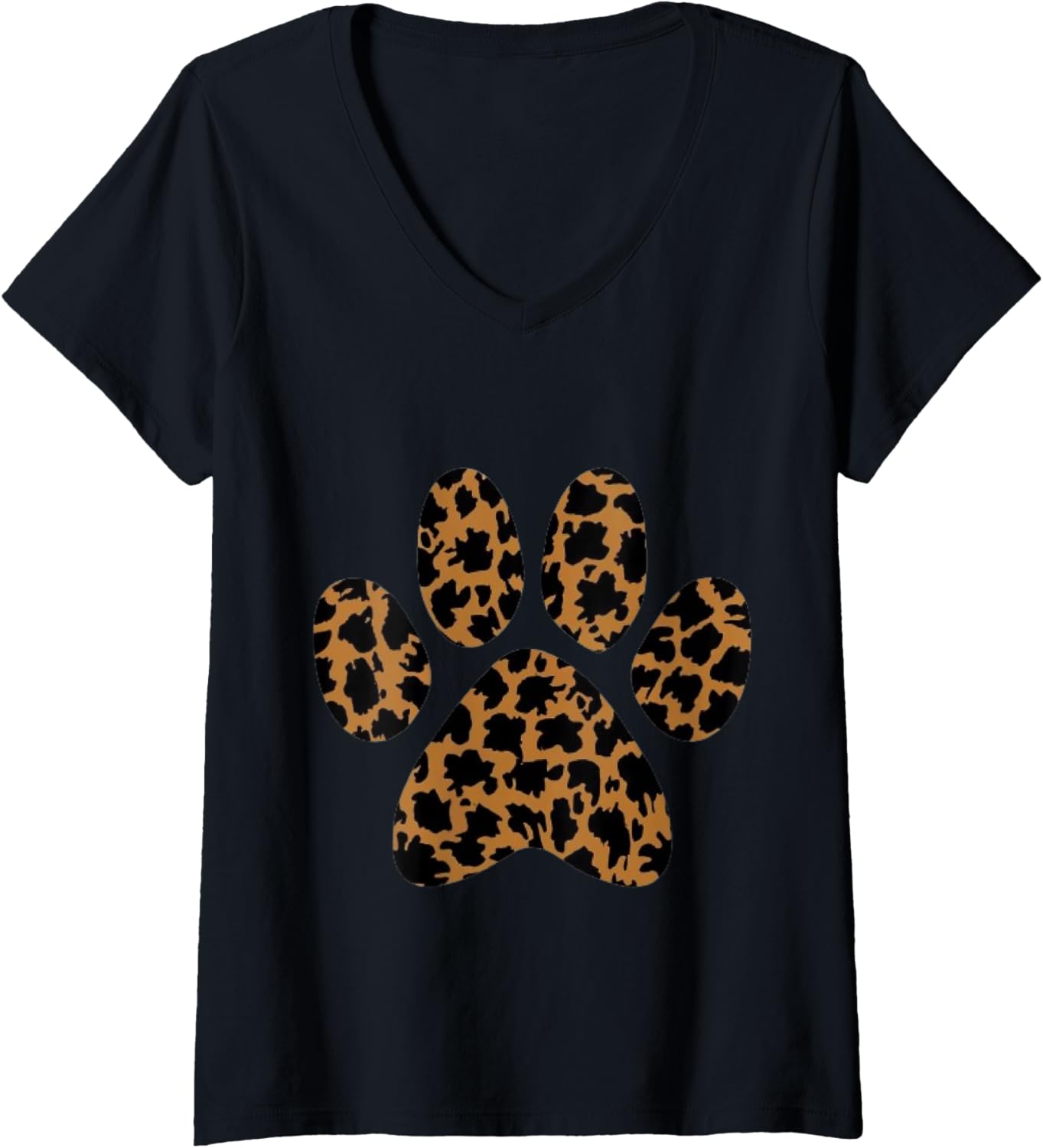 Womens Paw Leopard Print Cool Dog Love Animal Cheetah Leopard Print V Neck Apparel Streetwear Style Fan Favorite