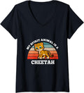 Womens Retro Vintage My Spirit Animal Is A Cheetah V Neck Apparel Trending US Best Seller Look