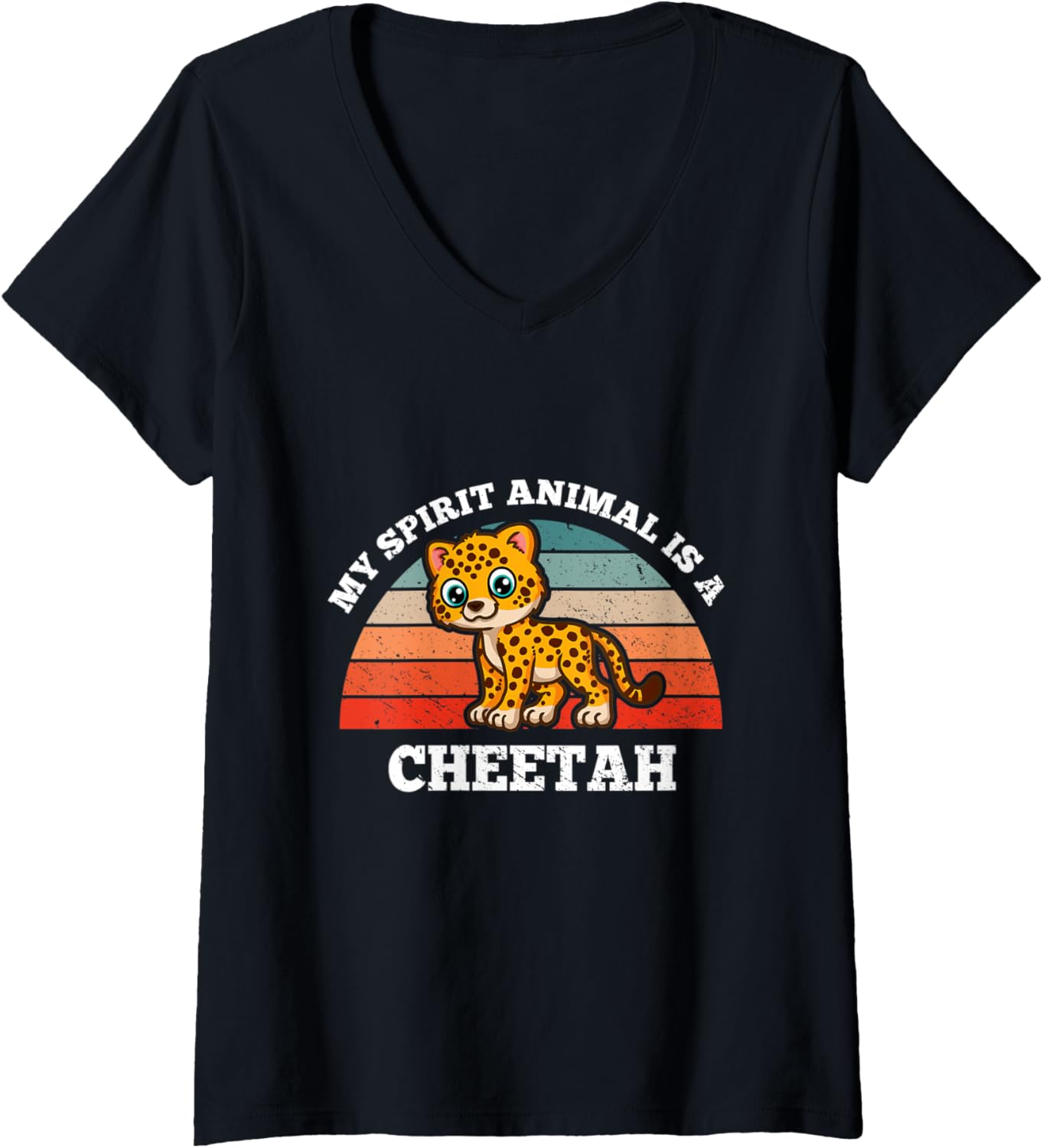Womens Retro Vintage My Spirit Animal Is A Cheetah V Neck Apparel Trending US Best Seller Look