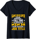 Womens Game Developer Job Title - Funny Video Game Maker Programmer V-Neck Apparel | US Viral Style | Perfect Gift Idea